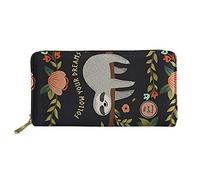 Pizding Portefeuille en cuir pour femme, voyage, affaires, shopping, argent, sac à main, pochette à fermeture éclair, cadeau d'anniversaire pour filles, Paresseux - Follow Your Dreams, L