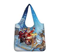 Pizding Sacs d'épicerie réutilisables, sacs de courses, grand sac de rangement, boîte fourre-tout pliable, Père Noël bleu, Large