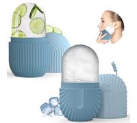 Pizens Ice Roller Visage 2pcs, Rouleau à Glace Visage en Silicone, Massage Face Roller pour Visage et Yeux, Eliminer les Ridules, Réduire Les Poches, Rétrécir les Pores (Bleu)