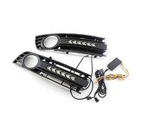 Pizgear 1 paire de couverture de phare antibrouillard for pare-chocs avant de voiture, calandre coulante LED DRL, feux de jour, clignotant, grille en maille for A4 B6 2001 - 2005 Grille de phare antib