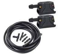 Pizgear 4 voies réglables for voiture, montage universel sur bras de 8/9mm, lave-glace, balai d'essuie-glace, Jets d'eau, buses avec tuyau de pompe Buse de pulvérisation de lave-glace(Nozzle and Hose)