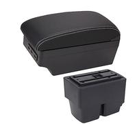 Pizgear Accessoires de voiture, for Ford, for Fiesta, 2011-2018 Boîte d'accoudoir de voiture Boîte de rangement de console centraleAccoudoirs de voiture Accoudoir de voiture(BLACK A3 Black White 7usb)