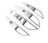 Pizgear Autocollants de style voiture, for Mitsubishi, Outlander 2013-2018 ABS mat lève-vitre interrupteur accoudoir garnitures couverture 4 Panneau de garniture de commutateur de fenêtre de(Silver)