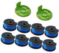 Pizgear Bobines de Rechange for Coupe-Bordures à Fil Simple Greenworks 21302, 21332 et 21342 (20 V, 24 V, 40 V, 0,065 po) (8 bobines + 2 Capuchons) Bobine de Fil pour Tondeuse à Gazon