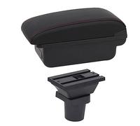 Pizgear Boîte d'accoudoir de voiture, boîte de rangement de Console centrale de voiture, accessoire de repose-bras USB, for Toyota, for Aqua Accoudoir de voiture(BLACK B1 Red Line)
