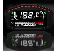 Pizgear Compteur de vitesse GPS LCD Tachymètre Niveau de carburant Température de l'eau Kilométrage Affichage multifonction Moto Véhicule avec alarme Compteur de vitesse moto