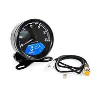Pizgear Compteur de vitesse moto universel 12 V, tachymètre, compteur carburant, jauges tableau bord, cadran, kilométrique, indicateur numérique LCD avec support Compteur de vitesse moto(One Set)