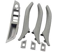 Pizgear Couvercle de poignée intérieure de voiture Panneau en cuir de poignée porte intérieure voiture, pour BMW, pour série 5 F10 F11 F18 520I 523I, pour 525I 528I 535I(BLACK Lhd Grey)