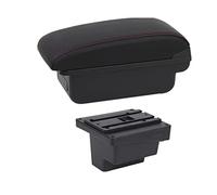 Pizgear For VW, for, boîte d'accoudoir en cuir, repose-bras, Console centrale, support de verre, chargement USB, accessoire de voiture, boîte d'accoudoir Accoudoir de voiture(BLACK B1 Red Line)