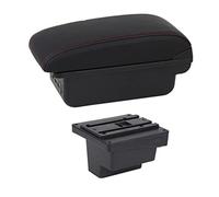 Pizgear For VW, for, boîte d'accoudoir en cuir, repose-bras, Console centrale, support de verre, chargement USB, accessoire de voiture, boîte d'accoudoir Accoudoir de voiture(BLACK C1 Red Line)