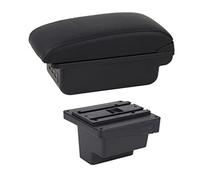 Pizgear For VW, for, boîte d'accoudoir en cuir, repose-bras, Console centrale, support de verre, chargement USB, accessoire de voiture, boîte d'accoudoir Accoudoir de voiture(BLACK C1 Black Line)