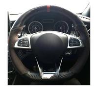 Pizgear Housse de Volant de Voiture en Fiber de Carbone Noire, for Mercedes-Benz, Classe S S500 2016, Classe A, AMG A45 2016-2019 Couvre Volant(Black Red Thread)