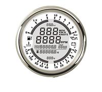 Pizgear Jauge multifonctionnelle GPS Compteur de vitesse Tachymètre Heure Température de l'eau Niveau de carburant 24V 0-10BAR Pression Compteur de vitesse moto(WS)