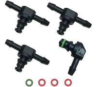 Pizgear Lot de 4 connecteurs anti-fuite for injecteur d'huile à rampe commune, 3 connecteurs en T et 1 connecteur en L for système de carburant, for conduite et tuyau de retour de carburant Tuyau de r