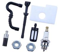 Pizgear Tuyau de filtre à air, huile et carburant, bougie d'allumage avec 2 écrous barre, for tronçonneuse STIHL, MS180, MS170 017 018, pièces rechange Pièce de bougie d'allumage pour taille-haies