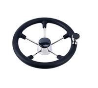 Pizgear Volant de bateau à 5 branches 13, pouces avec poignée et bouton en mousse noire Pièce de direction(13.5 Inch With Knob)