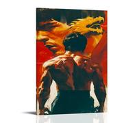 PIZKEEP Bruce Lee3 Poster mural vintage sur toile pour salon, chambre d'enfant, dortoir, café, salle de bain, convient pour chambre à coucher, salle de sport, style classique cool, 30 x 45 cm, cadre