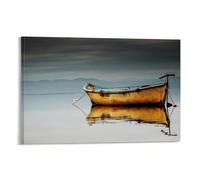 PIZKEEP Lonely Boat Reflected on The Lake Natural Scenery Poster Art mural 30 x 45 cm