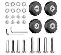 Pizsieat 4 Pièces Roulette Valise Caoutchouc Roue de Valise Remplacement 40 x 18mm Roue Valise Roues de Rechange avec Outils roulettes de Rechange pour Bagage Poussette Chariot à Main