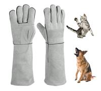 Pizsieat Gant Anti Morsure 45cm Gants de Manutention pour Animal, Gants de Travail Anti-Morsure en Cuir pour Chat Chien Serpent Lézard Reptile Oiseau