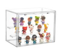 Pizsieat Vitrine Acrylique en Transparent, Vitrine pour Collection, Boite Acrylique Transparente avec Porte à 2 Étagères pour Figurines Pop, Mini Figurines,Objets de Collection, DIY(27*21*18cm)