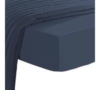 Pizuna 100% Coton Drap Housse 180x200 cm Bleu foncé 600 Fils