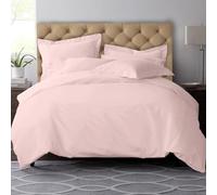 Pizuna 100% Coton Ensemble de Housses de Couette 200x200 cm 2 Personnes Rose Clair, Tissu de Satin de Coton à 600 Fils au Pouce carré Housse de Couette Luxueuse avec Fermeture à Boutons