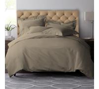 Pizuna 100% Coton Ensemble de Housses de Couette 240x220 cm 2 Personnes Simplement Taupe, Tissu de Satin de Coton à 600 Fils au Pouce carré Housse de Couette Luxueuse avec Fermeture à Boutons