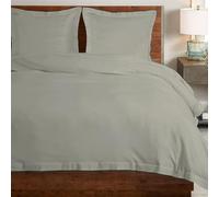 Pizuna 100% Coton Pur Ensemble de Housses de Couette 200x220 cm 2 Personnes Argent Coton Longue Tige 400 Fils Armure Satin Housse de Couette de Luxe avec Fermeture à Boutons Argent