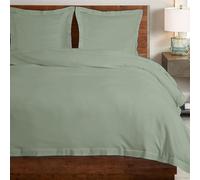 Pizuna 100% Coton Pur Ensemble de Housses de Couette 200x220 cm 2 Personnes Écume de mer Coton Longue Tige 400 Fils Armure Satin Housse de Couette de Luxe avec Fermeture à Boutons Écume de mer