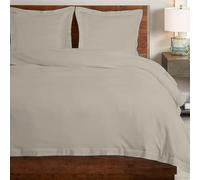 Pizuna 100% Coton Pur Ensemble de Housses de Couette 240x260 cm 2 Personnes Simplement Taupe Coton Longue Tige 400 Fils Armure Satin Housse de Couette de Luxe avec Fermeture à Boutons (260x240 cm)