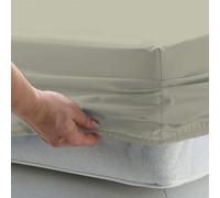 Pizuna Coton Drap Housse 160x200 cm Argent, 1000 Fils au Pouce carré, 100% Coton à Fibres Longues en Armure Satin Drap-Housse épais avec Poche de 40 cm de Profondeur pour 2 Personnes