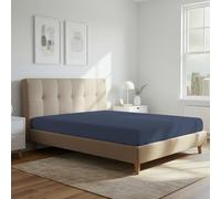 Pizuna Coton Drap Housse 180x200 cm Bleu foncé 1000 Fils