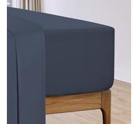 Pizuna Coton Drap Housse 180x200 cm Bleu foncé 210 Fils