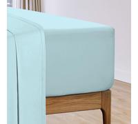 Pizuna Coton Drap Housse 90x200 cm Bleu bébé 210 Fils