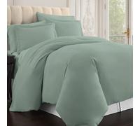 Pizuna Coton Ensemble de Housse de Couette 140x200cm Écume de Mer 1000 Fils | 1 Personne, 100% Coton longuement agrafé Housse de Couette avec Fermeture à Bouton caché