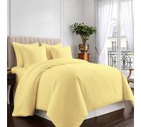Pizuna Coton Ensemble de Housse de Couette 200x200 cm Jaune Doux 400 Fils | 2 Personnes, 100% Coton Longue Tige Armure Satin, Housse de Couette de Luxe avec Fermeture à Boutons Jaune Doux