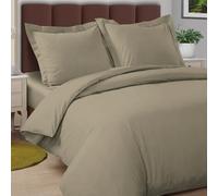 Pizuna Coton Ensemble de Housses de Couette 200x200 cm 2 Personnes Taupe Tout Simplement, 100% Coton Longue durée en Percale Housse de Couette avec Fermeture à Boutons cachés Taupe Tout Simplement