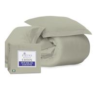 Pizuna Coton Ensemble de Housses de Couette 200x220 cm 2 Personnes Argent, 1000 Fils au Pouce carré, 100% Coton longuement agrafé Housse de Couette avec Fermeture à Bouton caché 2 Pièces