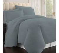 Pizuna Coton Ensemble de Housses de Couette 200x220 cm 2 Personnes Gris foncé, 1000 Fils au Pouce carré, 100% Coton longuement agrafé Housse de Couette avec Fermeture à Bouton caché 2 Pièces