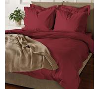Pizuna Coton Ensemble de Housses de Couette 200x220 cm Rouge Rio 800 Fils | Coton Luxueux 2 Personnes, Tissu de Satin de Coton à Housse de Couette Respirante avec Fermeture à Boutons