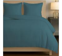 Pizuna Coton Ensemble de Housses de Couette 220x240 cm Bleu Paon 400 Fils