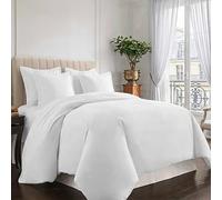 Pizuna Coton Ensemble de Housses de Couette 220x260 cm Blanc 400 Fils | 2 Personnes, 100% Coton Longue Tige Armure Satin, Housse de Couette de Luxe avec Fermeture à Boutons Blanc (260x220 cm)