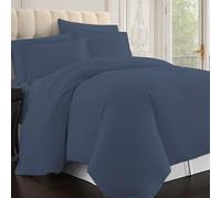 Pizuna Coton Ensemble de Housses de Couette 260x240 cm Bleu foncé 1000 Fils