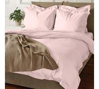 Pizuna Coton Luxueux Ensemble de Housses de Couette 220x240 cm 2 Personnes Rose Clair, Tissu de Satin de Coton à 800 Fils au Pouce carré Housse de Couette Respirante avec Fermeture à Boutons (240x220)