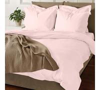 Pizuna Coton Luxueux Ensemble de Housses de Couette 260x220 cm 2 Personnes Rose Clair, Tissu de Satin de Coton à 800 Fils au Pouce carré Housse de Couette Respirante avec Fermeture à Boutons