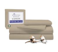 Pizuna Coton Parure de Lit 140x200 cm Taupe Tout Simplement, 1000 Fils au Pouce, 100% Coton à Fibres Longues en Armure Satin Comprend 1 Drap Housse, 1 Drap Plat, 2 Taie d'oreiller pour 2 Personnes