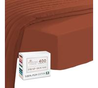 Pizuna Coton Peigné Drap Housse 140x200 cm Rouge Brique 400 Fils | 100% Coton Longue Tige Armure Satin, Drap Housse de Luxe Bonnet 40 cm (Rouge brique)