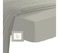 Pizuna Coton Peigné Drap Housse 180x200 cm Argent, 100% Coton Longue Tige 400 Fils Armure Satin, Drap Housse de Luxe Bonnet 40 cm (Argent Drap-Housse Coton 2 Personnes)