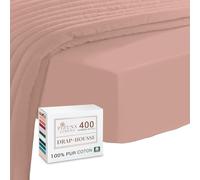 Pizuna Coton Peigné Drap Housse 200x200 cm Rose brumeuse, 100% Coton Longue Tige 400 Fils Armure Satin, Drap Housse de Luxe Bonnet 40 cm (Rose brumeuse Drap-Housse Coton 2 Personnes)